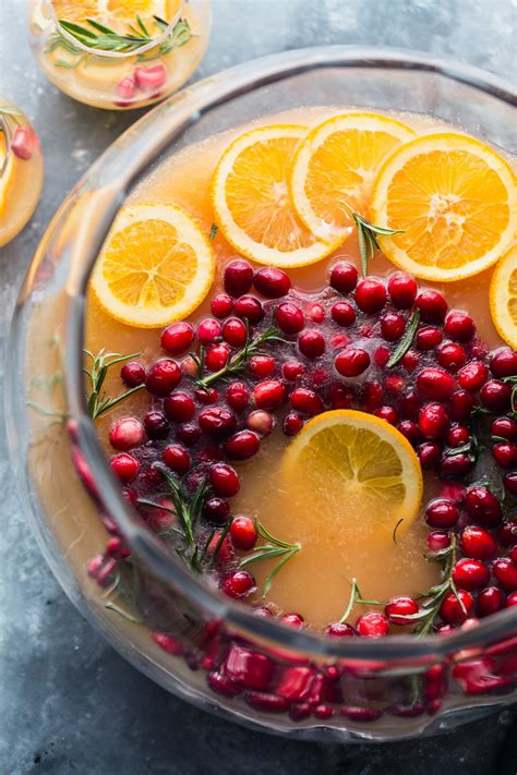 Cranberry Orange Punch With Cranberry Rosemary Ice Ring