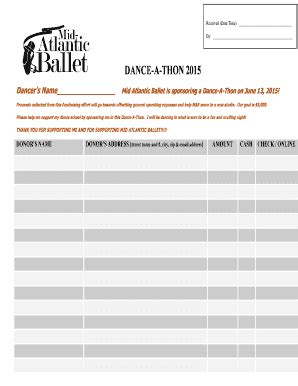 Fillable Online Midatlanticballet Dance A Thon Pledge Sheet Mid