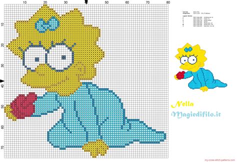 Maggie Simpson crawling with pacifier - free cross stitch patterns simple unique alphabets baby