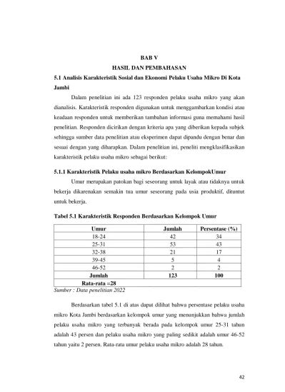 BAB V HASIL DAN PEMBAHASAN 5 1 Analisis Karakteristik Sosial Dan
