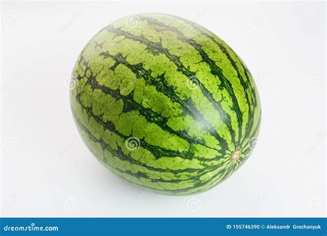 Watermelon With Striped Peel On A White Isolated Background Variety Of