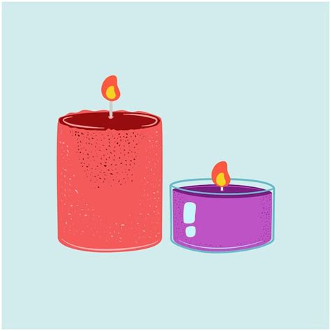 Uma ilustração de duas velas coloridas acesas Vetor Premium