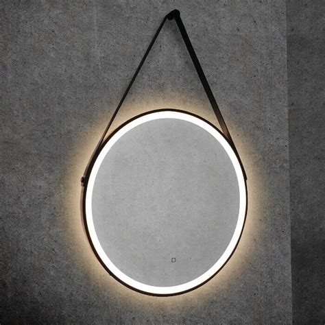 Hib Solstice Round Led Illuminated Mirror 600mm Black Frame