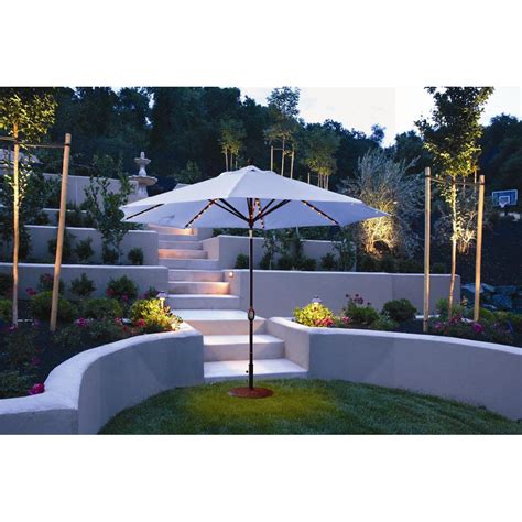 Evening Party Patio Umbrellas Large Galtech 11 Auto Tilt Umbrella With Led Lights Patio