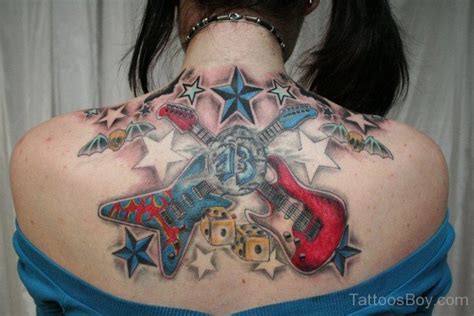 Awesome Musical Tattoo Design On Back Tattoos Designs