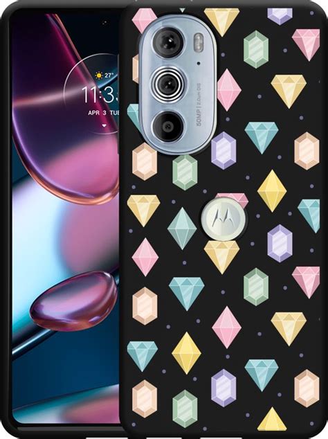 Hoesje Geschikt Vooor Motorola Edge Pro Zwart Diamonds Bol