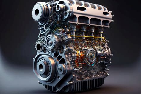 Internal Combustion Engines With Parts For Automotive Industry Isolated