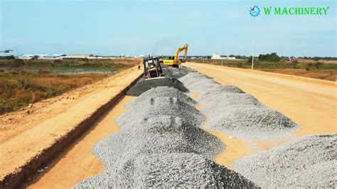 Full Processing Bulldozer Pushing Gravel Install Roads Dozer