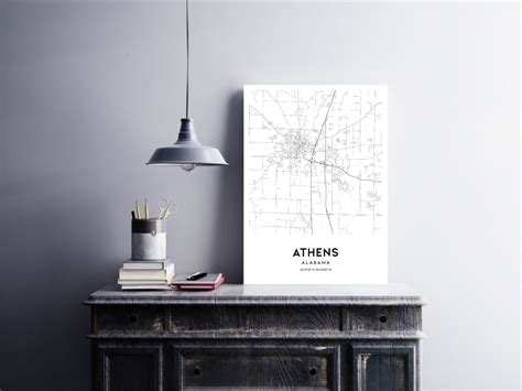 Athens Map Print, Athens Map Poster Wall Art, Al City Map, Alabama ...