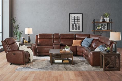 Scorpio Brown Piece Leather Dual Power Reclining Sectional