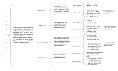 Signos Vitales Cuadro Sinóptico Esquemas y mapas conceptuales de