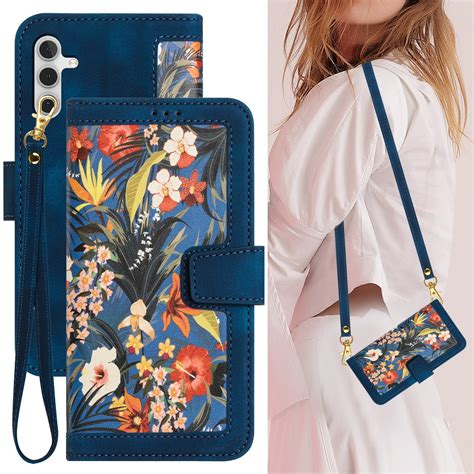 ELEHOLD Wallet Case For Samsung Galaxy A05S Premium Leather Flower