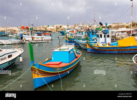 The Fishing Village Marsaxlokk In The Southeast Of Malta Many