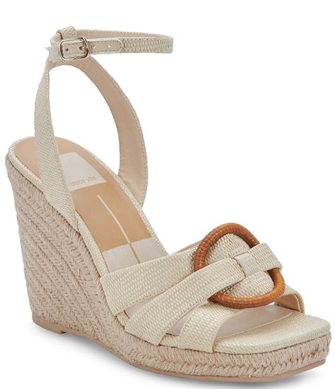 Dolce Vita Maze Raffia Ankle Strap Platform Wedge Espadrille Sandals