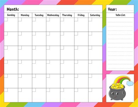 Premium Vector Weekly Planner Bright Colorful Blank Printable