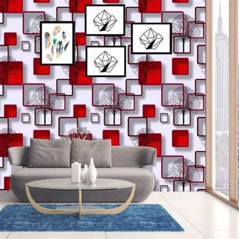 Jual Wallpaper Dinding Kotak Merah Putih D M S D M X Cm Shopee