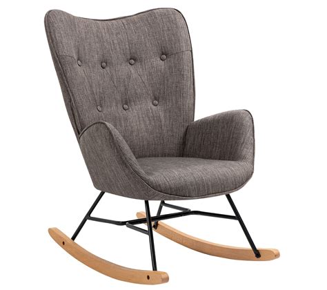 Fauteuil À Bascule En Tissu Gris Foncé Scandinave Rocking Chair pour