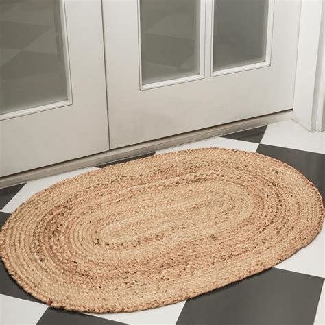 RAJRANG BRINGING RAJASTHAN TO YOU Natural Jute Rug 2 X 3 Oval