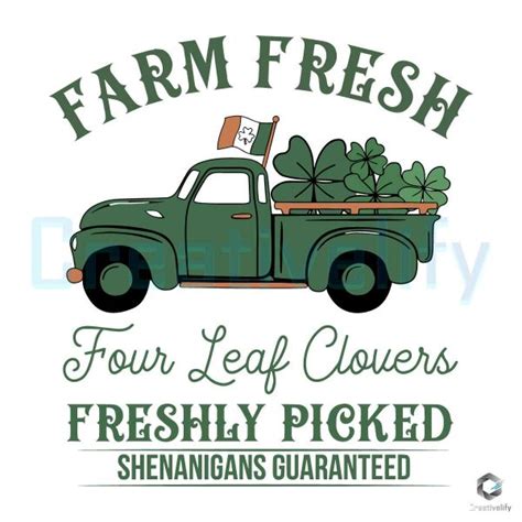 Farm Fresh Four Leaf Clovers Patricks Day SVG CreativeLify