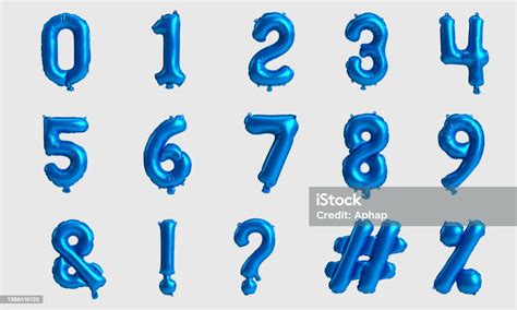 Number Table And Mark 3d Illustration Of Translucent Blue Balloons