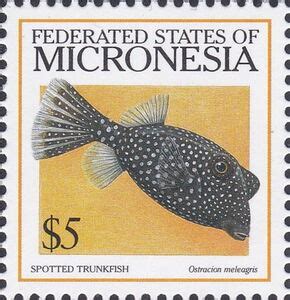 Stamp Spotted Trunkfish Lactophrys Bicaudalis Micronesia Federated