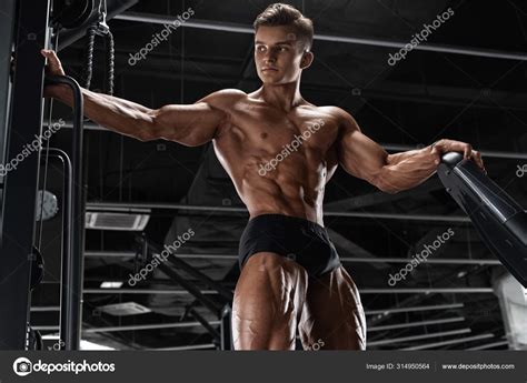 Muscular Man Workout Gym Strong Male Naked Torso Abs Stock Photo By