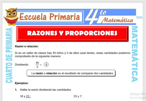 Ejercicios De Razones Y Proporciones Para Primaria Trilosa