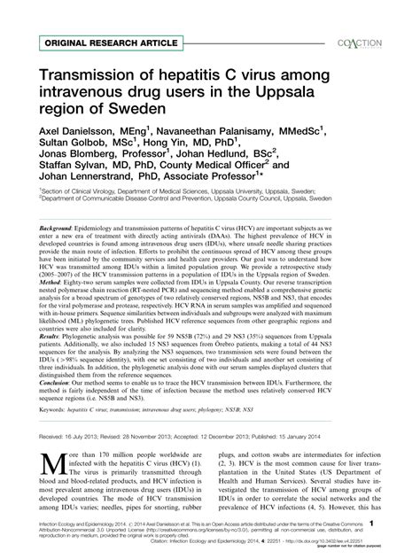 Pdf Transmission Of Hepatitis C Virus Among Intravenous Drug Users In