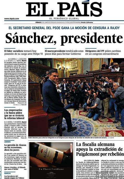 El Pa S Periodico El Pais Portadas Prensa Periodicos De Espa A