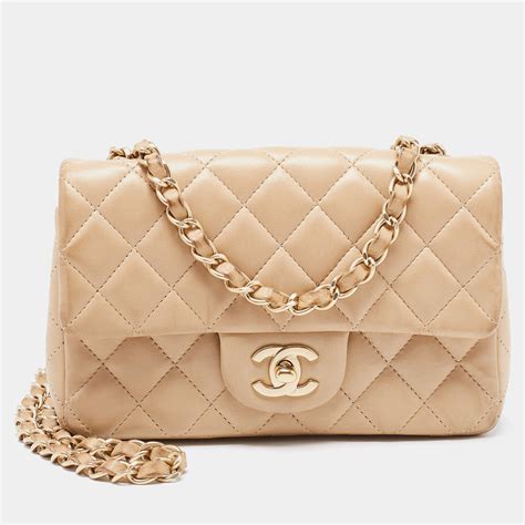 Chanel Beige Quilted Leather New Mini Classic Flap Bag Chanel The