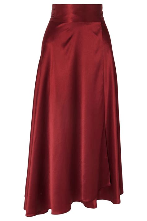 Burgundy Silk Satin Wrap Midi Skirt Sale Up To 70 Off The Outnet