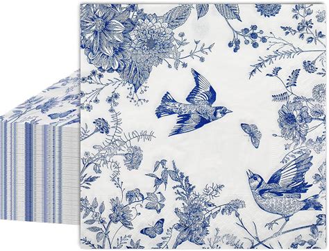 Amazon Anydesign Pack Blue Floral Luncheon Napkins Disposable