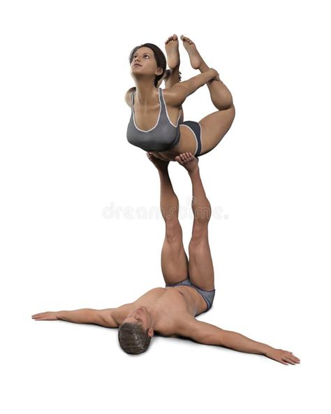 Advanced Partner Yoga Pose Couples Yoga Illustration Stock