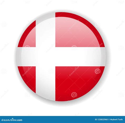 Denmark Flag. Round Bright Icon on a White Background Stock ...