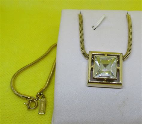 Vintage Avon Rhinestone Pendant Necklace Avon Gold Tone Etsy