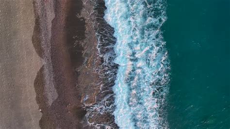 Texture Of The Sea And Wild Beach Aerial View K Stock Footage