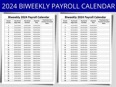 Biweekly Payroll Calendar Ms Editable Word Pay Period Start End