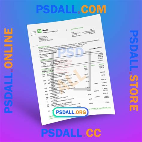 TD Bank Statement PDF Template Psdall Org