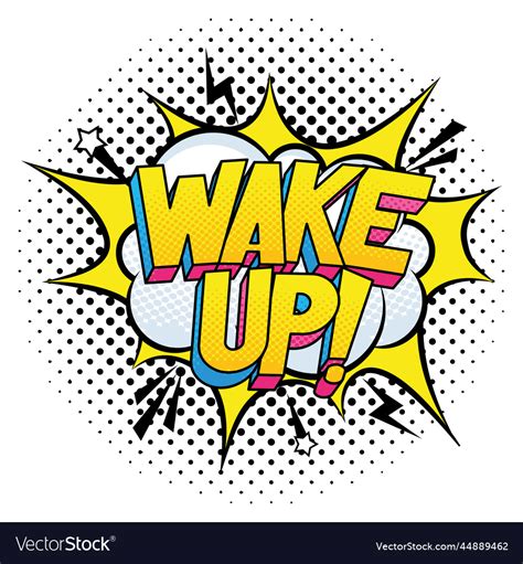 Wake Up Pop Art Lettering Poster Royalty Free Vector Image