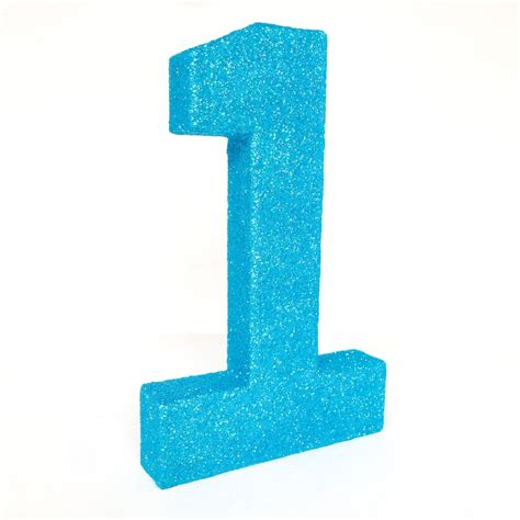 Blue Glitter Number 1 Glitter Number One Freestanding Etsy