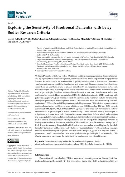 Pdf Exploring The Sensitivity Of Prodromal Dementia With Lewy Bodies