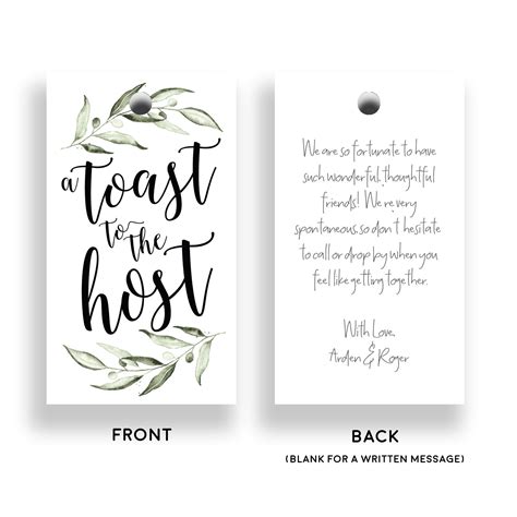 Toast to the Host Gift Tag Bridal Baby Shower Wedding Bachelorette