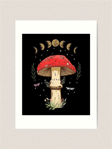 Dark Academia Cottagecore Aesthetic Magical Mushroom Fungi Art Print