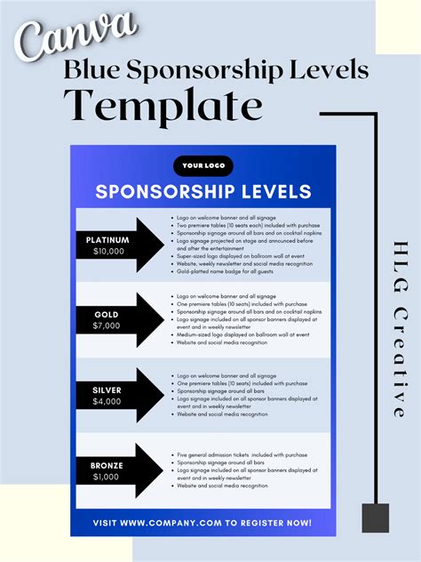 Sponsorship Levels Template, Canva Template, Editable Sponsor ...