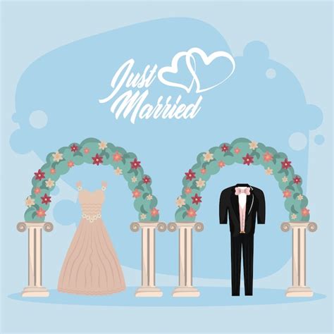 Premium Vector Just Married Wedding Card