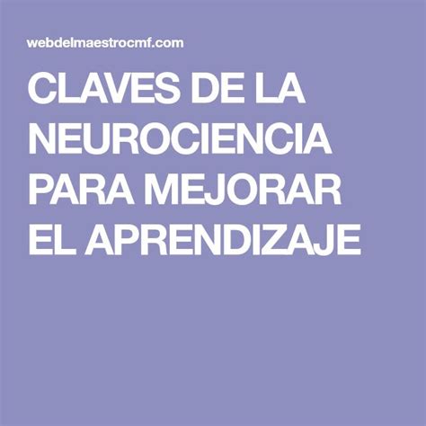 Claves De La Neurociencia Para Mejorar El Aprendizaje