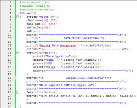 Array Dan Contoh Programnya Dalam Bahasa C