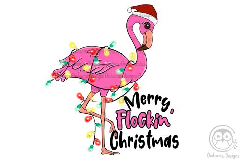 Christmas Flamingo Sublimation Graphic By Owlsome Designs · Creative Fabrica