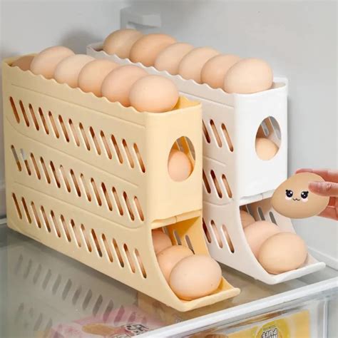 Automatic Scrolling Egg Rack Holder Storage Box Egg Basket Container