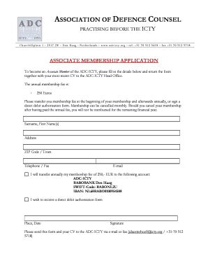 Fillable Online Adc Icty Adc Icty Associate Membership Form Adc Icty